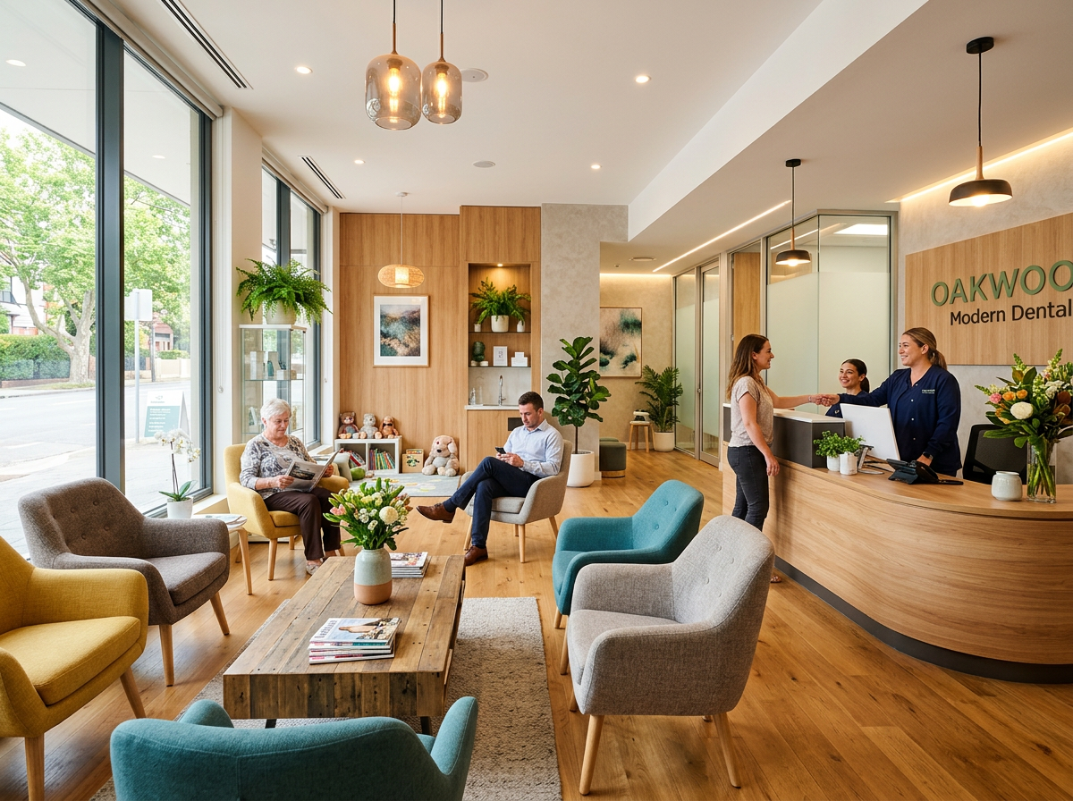 Welcoming reception area inside ABC Dentistry & Orthodontics